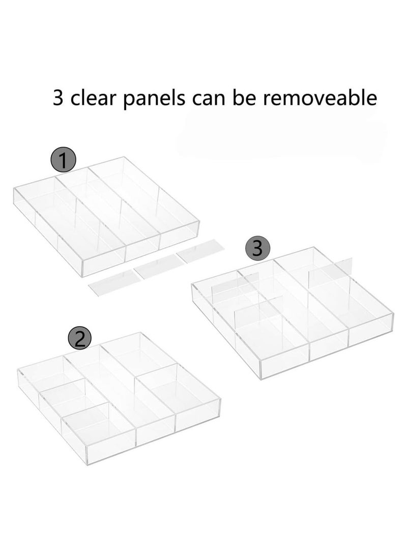 EMAAZZ LLC Premium Clear Acrylic Drawer Organizer Tray with Multiple Compartments, Transparent Storage Divider for Makeup, Jewelry, Office Supplies & Kitchen Accessories, Durable Modern Organizer for Home & Office Use - Image 2